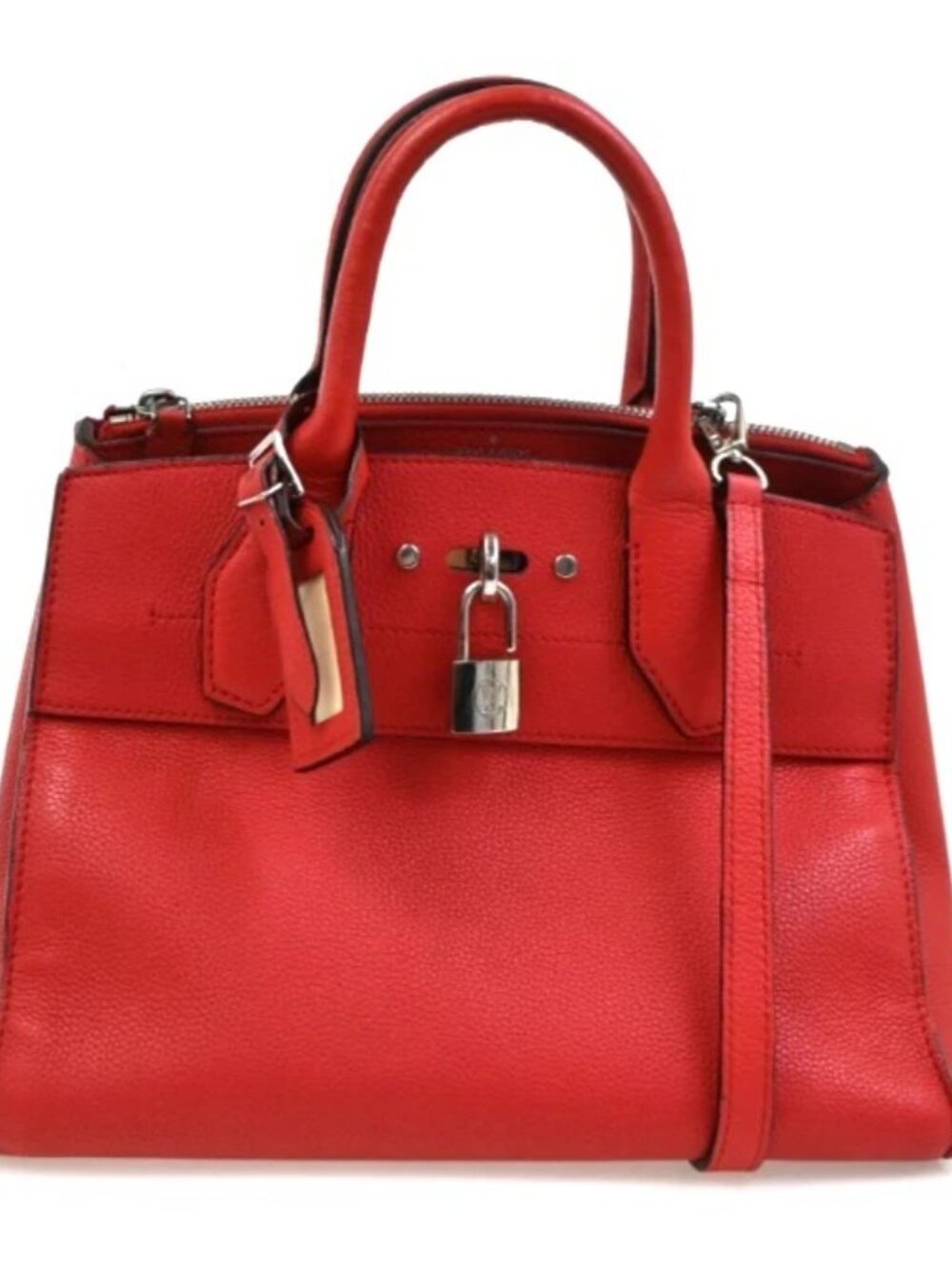 LOUIS VUITTON City Steamer PM 2Way Shoulder Hand Bag Leather Red